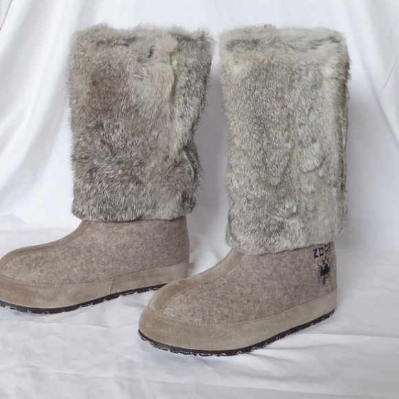 rabbit fur boots